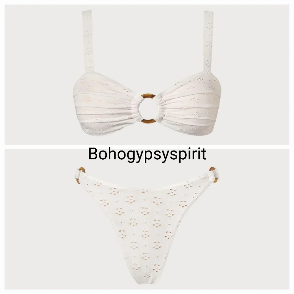 $78 Berlook Ruched Floral Cutout Bikini top & O-Ring High Cut Bikini…